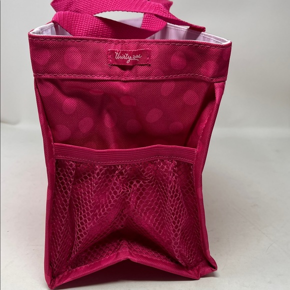 THIRTY-ONE HOT PINK POLKA DOT BAG BUNDLE CLEAR TRAVEL CROSSBODY AND SILK SCARF - Picture 9 of 16